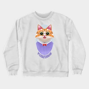 Purrfessor teacher cat pun (with background) Crewneck Sweatshirt